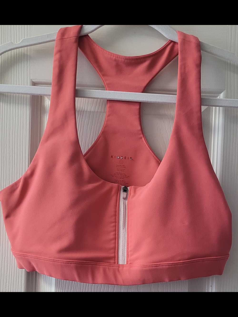 Kinesis Coral Pink Front-Zip Sports Bra